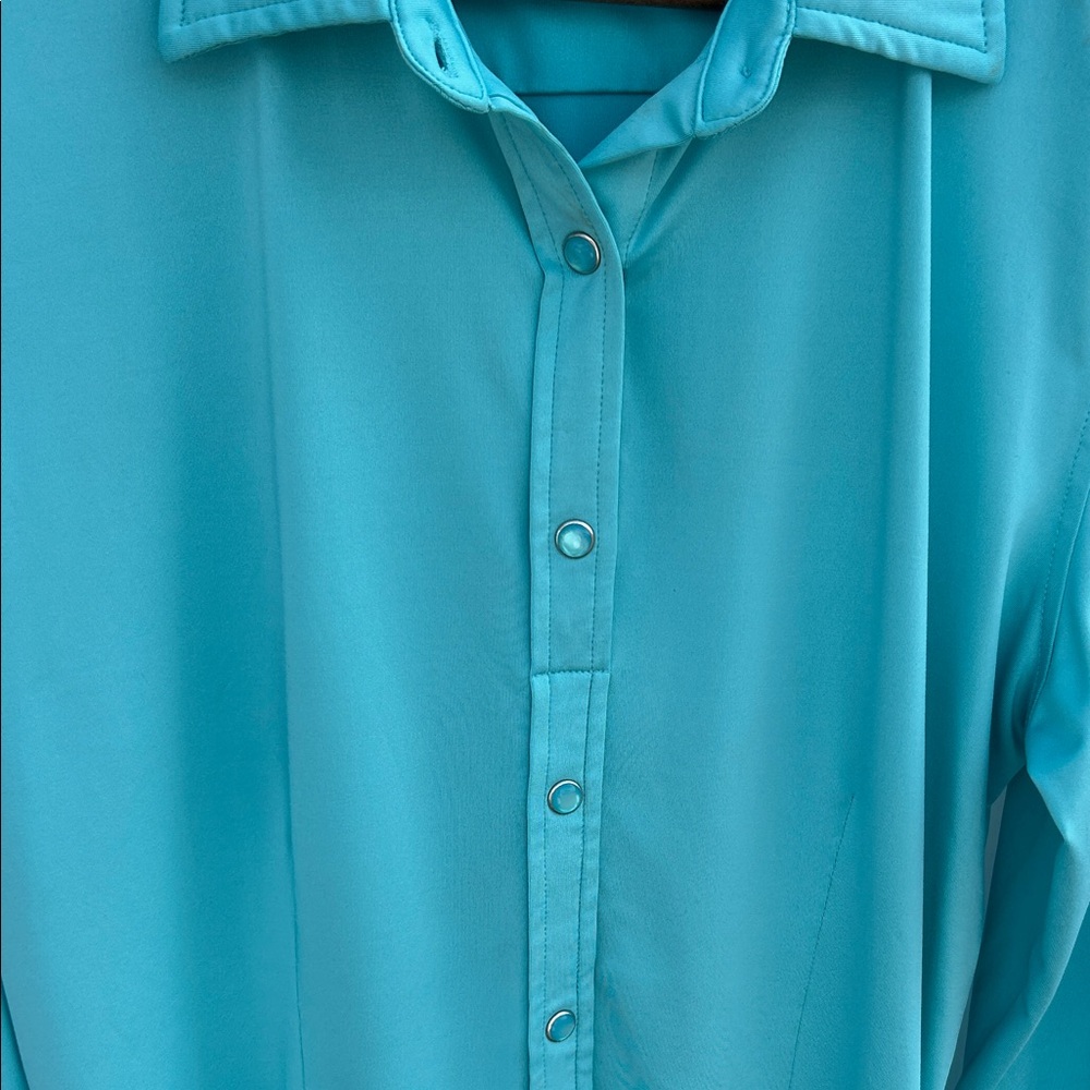 Ranch Dress’n Turquoise Pearl Snap Western Rodeo Shirt - Picture 4 of 9